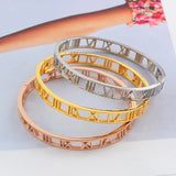 Roman Numerals Bracelet Stainless Steel Cuff Bangle