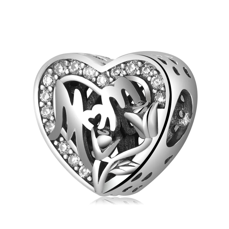 S925 Sterling Silver Beads Mother's Hollow Silver Pendant