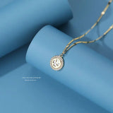 S925 Silver Choker Zircon Clover Pendant Necklace Girl Gift
