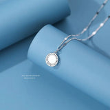 S925 Silver Choker Zircon Clover Pendant Necklace Girl Gift