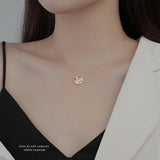 Colorful Zirconia Circle Pendant Necklace, S925 Sterling Silver Clavicle Chain