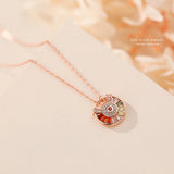 Colorful Zirconia Circle Pendant Necklace, S925 Sterling Silver Clavicle Chain