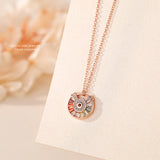 Colorful Zirconia Circle Pendant Necklace, S925 Sterling Silver Clavicle Chain