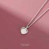 S925 Sterling Silver Chain Love Agate Pendant Necklace Girl Gift