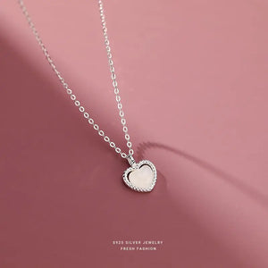S925 Sterling Silver Chain Love Agate Pendant Necklace Girl Gift