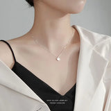 S925 Sterling Silver Chain Love Agate Pendant Necklace Girl Gift
