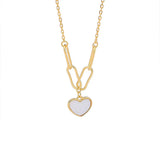S925 Sterling Silver Heart Shell Pendant Necklace Girl Gift