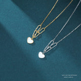 S925 Sterling Silver Heart Shell Pendant Necklace Girl Gift