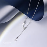 S925 Silver Key Lock Pendant Necklace Zirconia Pearl Girl Gift