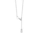 S925 Silver Key Lock Pendant Necklace Zirconia Pearl Girl Gift