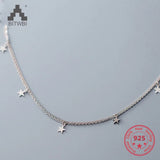 S925 Sterling Silver Star Pendant Double Chain Necklace Women Jewelry