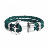 Men's Anchor Stainless Steel Leather Woven Bracelet Punk Style