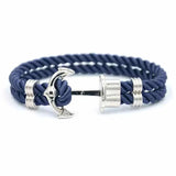 Men's Anchor Stainless Steel Leather Woven Bracelet Punk Style