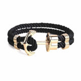 Men's Anchor Stainless Steel Leather Woven Bracelet Punk Style