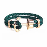 Men's Anchor Stainless Steel Leather Woven Bracelet Punk Style