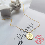 925 Silver Korea Style Face Pendant Choker Necklace for Women