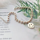 925 Silver Smile Face Beads Chain Bracelet for Women
