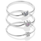Sterling Silver Butterfly Pink Heart Bracelet for Charms DIY Jewelry Gift