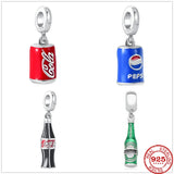 Sterling Silver Cola Charm Beads for DIY Bracelet