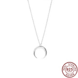 925 Silver Crescent Moon Pendant Necklace Men Women Jewelry Gift Horns Necklace