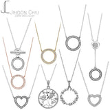 925 Silver Pan Necklace Love Lock Circle Crystal DIY Jewelry