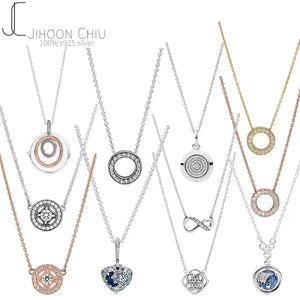 100% 925 Silver Love Lock Crystal Necklace for Women