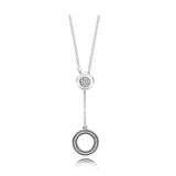 925 Silver Pan Necklace Love Lock Circle Crystal DIY Jewelry