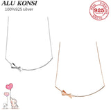 925 Sterling Silver Bowknot Necklace for Women
