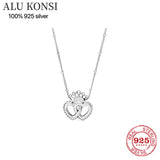 925 Sterling Silver Fit Pan Necklace Crystal Crown Flower for Women