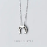 925 Silver Crescent Moon Pendant Choker Necklace