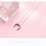 925 Silver Crescent Moon Pendant Choker Necklace