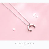 925 Silver Crescent Moon Pendant Choker Necklace