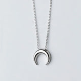 925 Silver Crescent Moon Pendant Choker Necklace