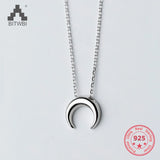 925 Silver Crescent Moon Pendant Choker Necklace