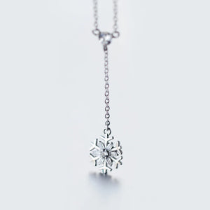 925 Silver Snowflake Pendant Choker Necklace for Women