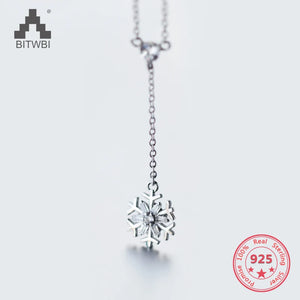925 Silver Snowflake Pendant Choker Necklace for Women