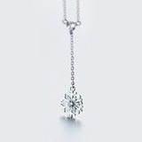 925 Silver Snowflake Pendant Choker Necklace for Women
