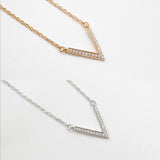 925 Silver V-Shaped Necklace Micro-Zircon Pendant Clavicle Necklace
