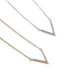 925 Silver V-Shaped Necklace Micro-Zircon Pendant Clavicle Necklace