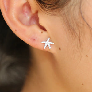 925 Silver Starfish Stud Earrings with CZ Jewelry