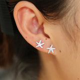 925 Silver Starfish Stud Earrings with CZ Jewelry