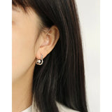 925 Sterling Silver Stud Earrings Peach Heart Pearl Twisted Ladies Accessories