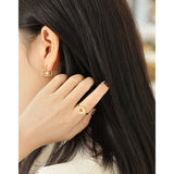 925 Sterling Silver Stud Earrings Peach Heart Pearl Twisted Ladies Accessories