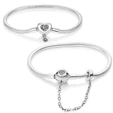 Heart-Shaped 925 Sterling Silver Bracelet for Charms DIY Jewelry Gift
