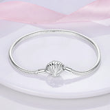 925 Sterling Silver Shell Beaded Bracelet for Charms DIY Jewelry