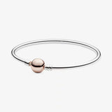925 Sterling Silver Snake Bracelet for Ladies with Pando Charm