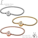 925 Sterling Silver Pan Charm Chain Bracelet for Women