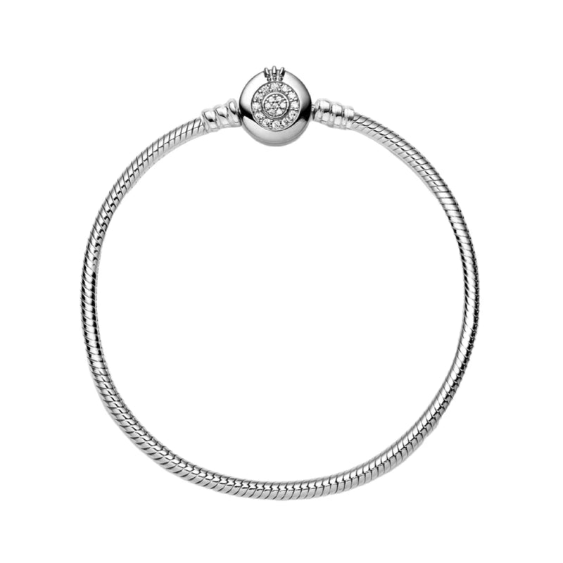 925 Sterling Silver Bracelet for Women Pan Charm Chain DIY Jewelry