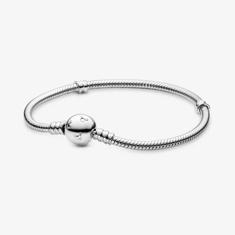 925 Sterling Silver Bracelet for Women Pan Charm Snake Crown DIY Jewelry