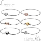 925 Silver Bracelet for Women Pan Charm Snake Crown DIY Jewelry